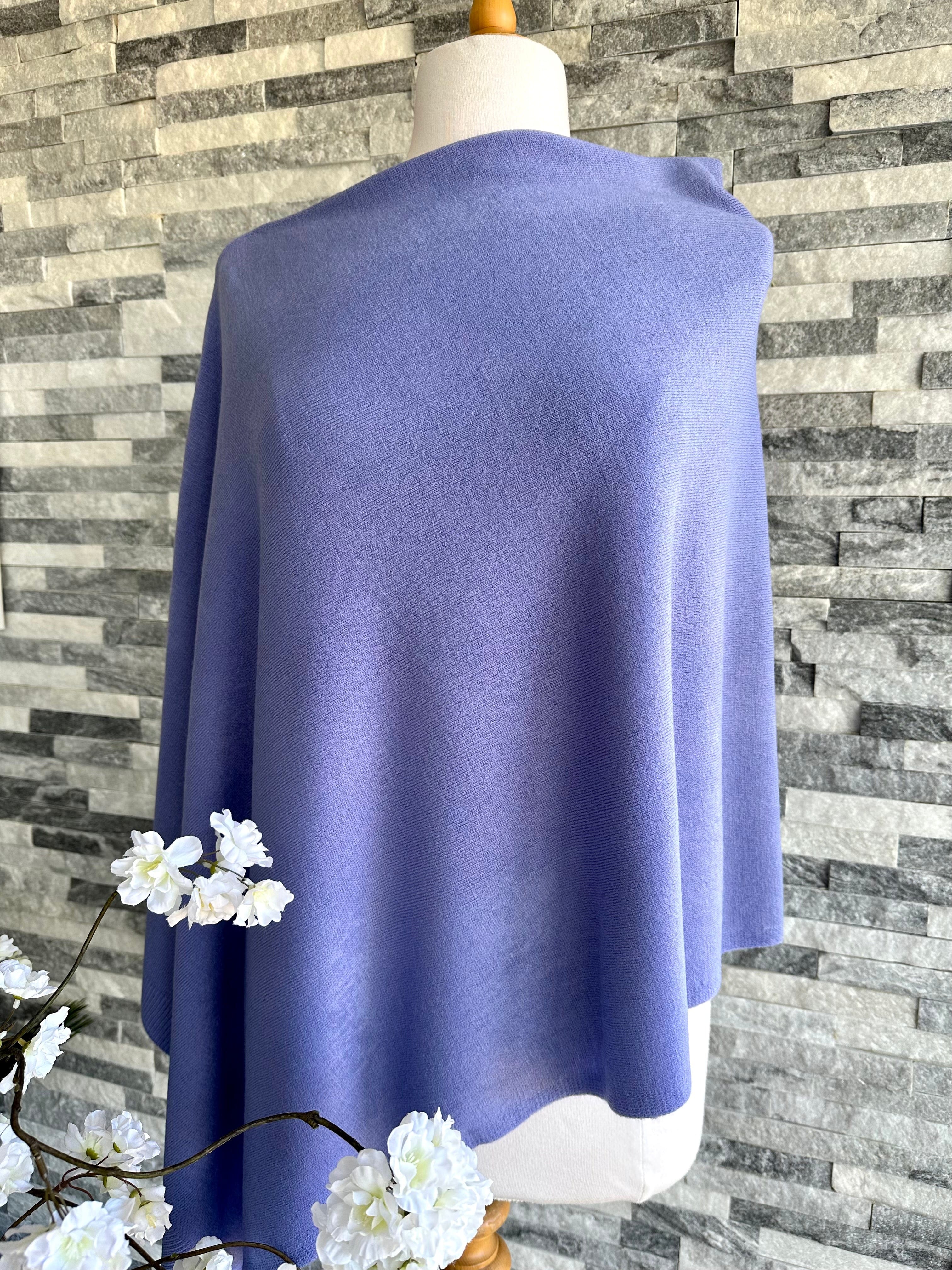 lusciousscarves Clothing Lilac Light Weight Summer Poncho Fine Knit , available in 19 Colours.