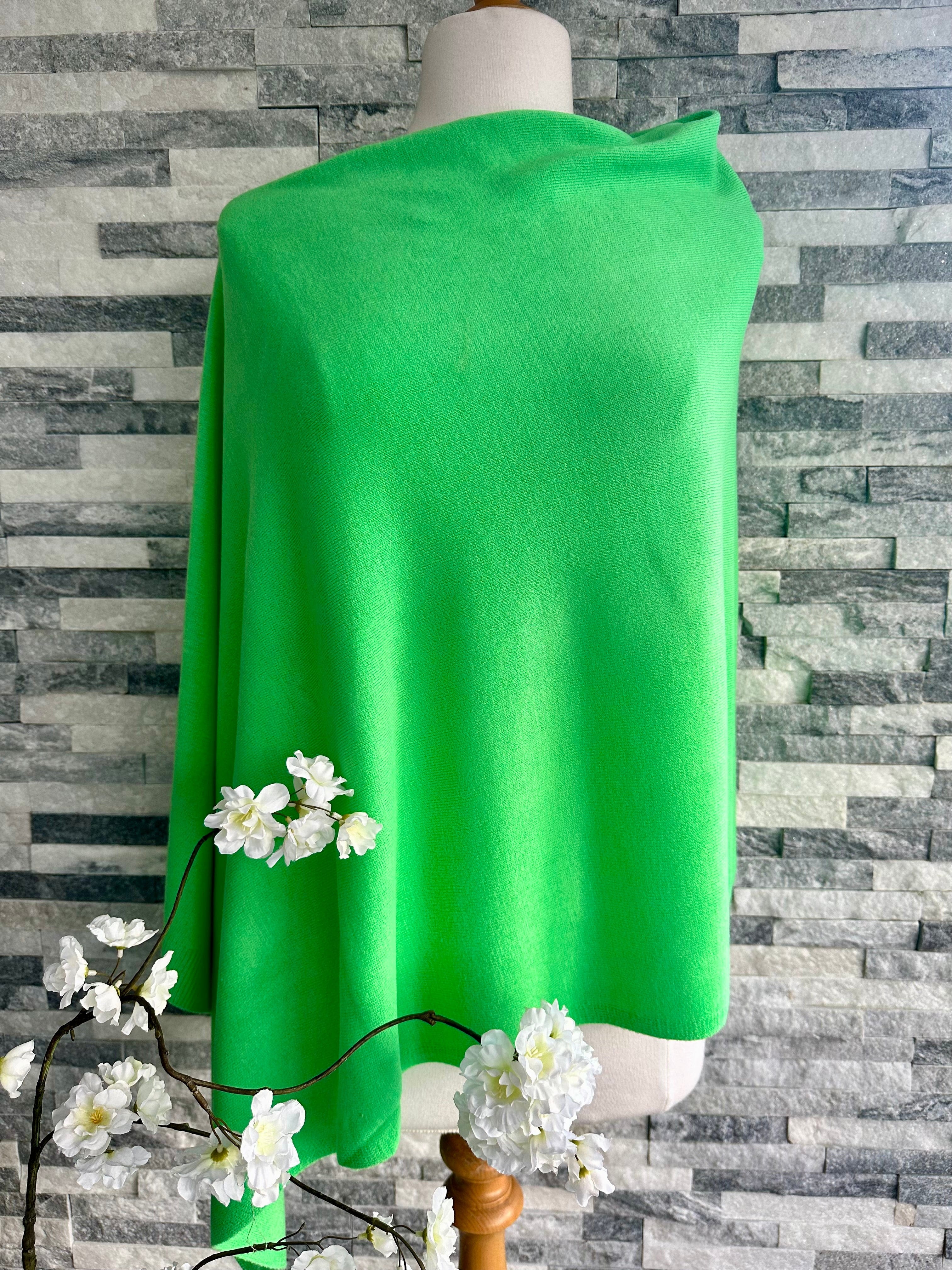 lusciousscarves Clothing Lime Green Light Weight Poncho Fine Knit , available in 19 Colours.