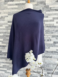 lusciousscarves Clothing Navy Fine Knit Poncho 10 Colours.