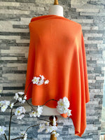 Load image into Gallery viewer, lusciousscarves Clothing Orange Light Weight Poncho Fine Knit , available in 19 Colours.
