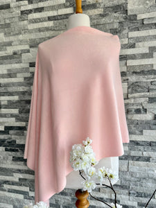lusciousscarves Clothing Pale Pink Fine Knit Poncho 10 Colours.