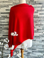 Load image into Gallery viewer, lusciousscarves Clothing Red Light Weight Poncho Fine Knit , available in 19 Colours.
