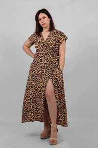 lusciousscarves Clothing Small Large Leopard Print Design Wrap Dress