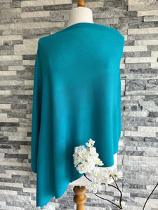 lusciousscarves Clothing Turquoise Fine Knit Poncho 10 Colours.