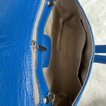 Load image into Gallery viewer, lusciousscarves Cobalt Blue Italian Leather Clutch Bag with Loop Handle
