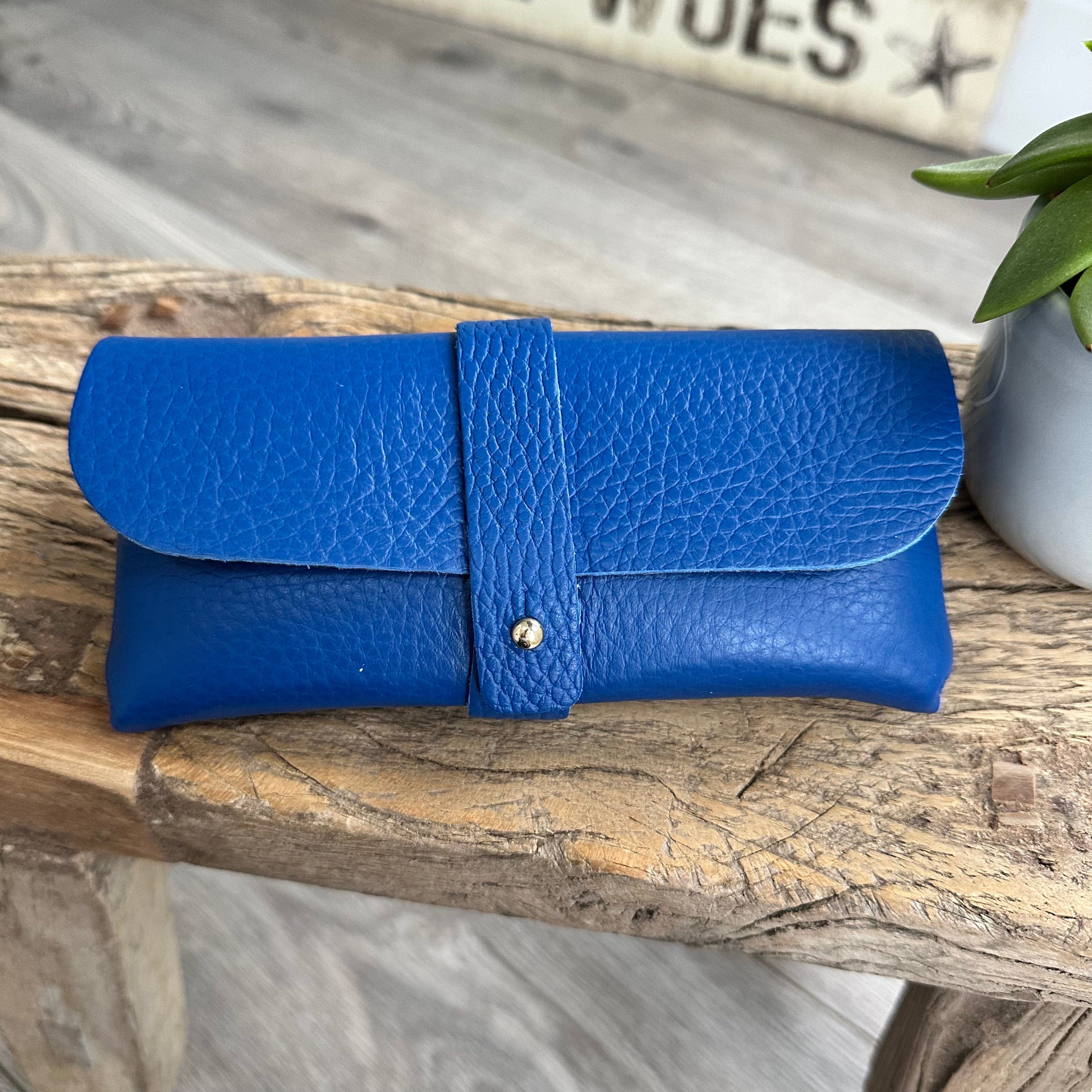 lusciousscarves Cobalt blue Leather Glasses Case