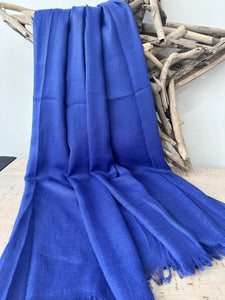 lusciousscarves Cobalt Blue Plain Light Weight Cotton Blend Summer Scarf , Wrap, Shawl 26 Colours Available