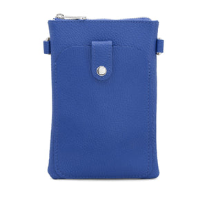 lusciousscarves Cobalt Blue Small Italian Leather Crossbody Phone Bag , Available in 12 Colours