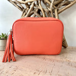 Load image into Gallery viewer, lusciousscarves Coral Italian Leather Exclusive Camera Bag.
