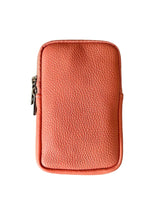 Load image into Gallery viewer, lusciousscarves Coral Italian Leather Phone Pouch Crossbody Bag , Available in 20 Colours
