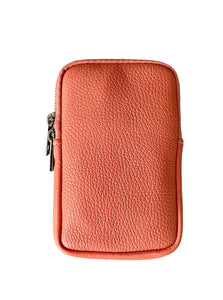 lusciousscarves Coral Italian Leather Phone Pouch Crossbody Bag , Available in 20 Colours
