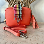 Load image into Gallery viewer, lusciousscarves Coral Leather Camera Bag and Strap Combo
