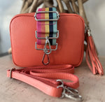 Load image into Gallery viewer, lusciousscarves Coral Leather Camera Bag and Strap Combo
