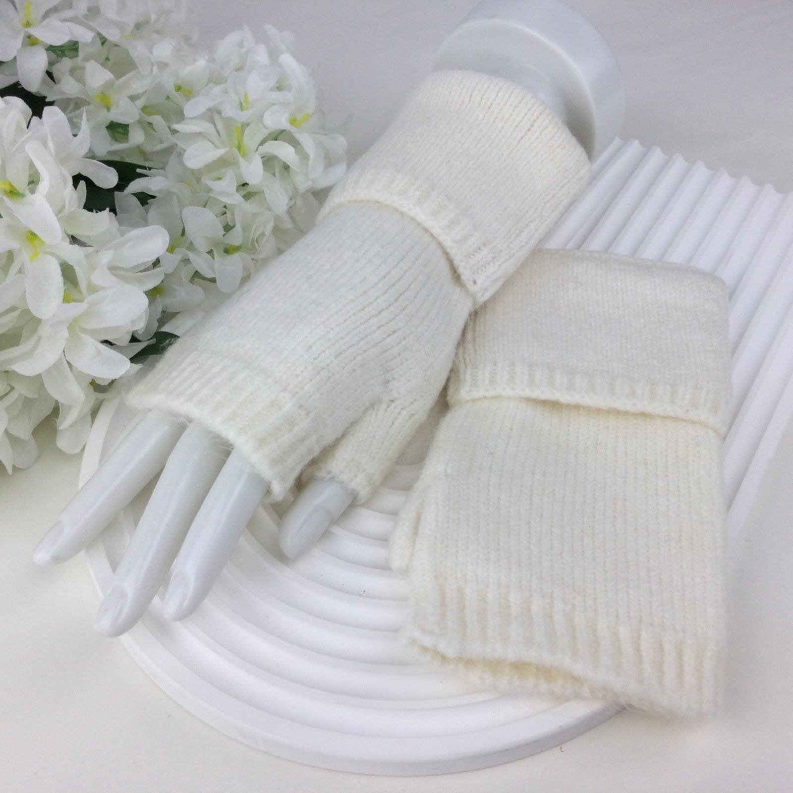 lusciousscarves Cream Fingerless Gloves , Wrist Warmers available in 9 Colours.