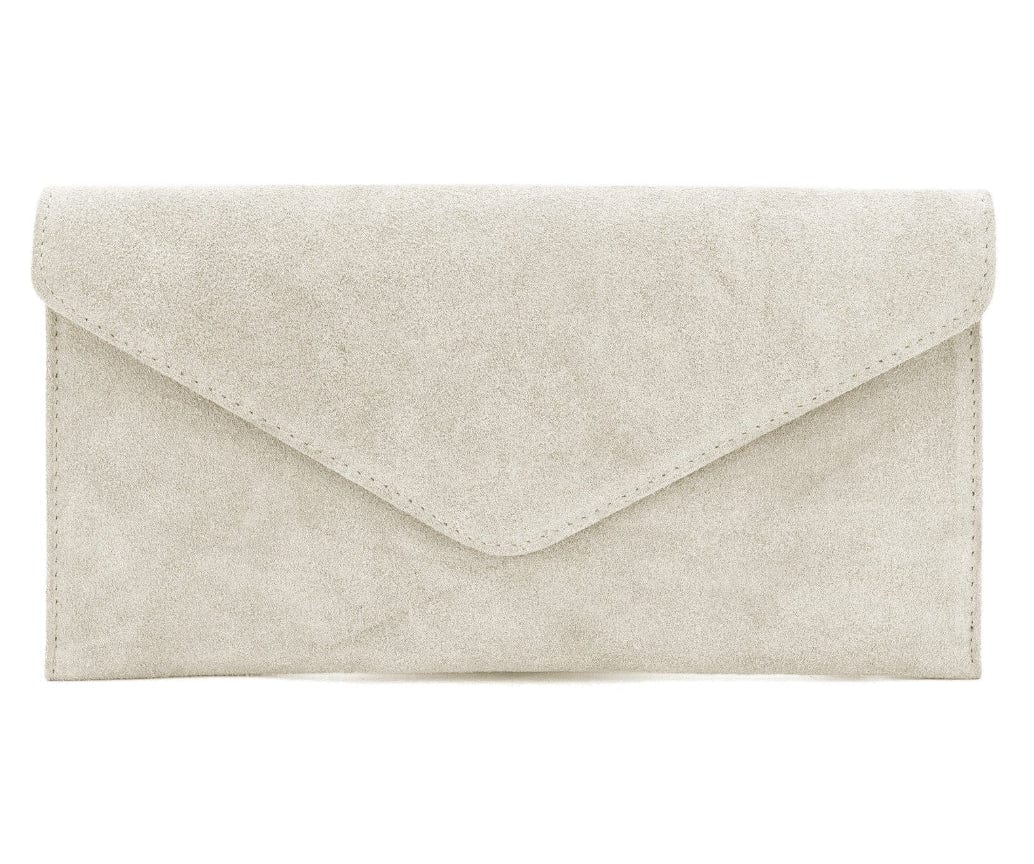 lusciousscarves Cream Genuine Suede Leather Envelope Clutch Bag , 10 Colours Available