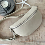 Load image into Gallery viewer, lusciousscarves Cream Italian Leather Bum Bag
