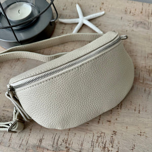 Cream Italian Leather Bum Bag Chest Bag Sling Bag luscious scarves