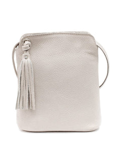 lusciousscarves Cream Italian Leather Small Crossbody Bag / Handbag with Tassel , Available in 11 Colours.