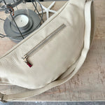 Load image into Gallery viewer, lusciousscarves Cream Large Italian Leather Sling Bag -Chest Bag

