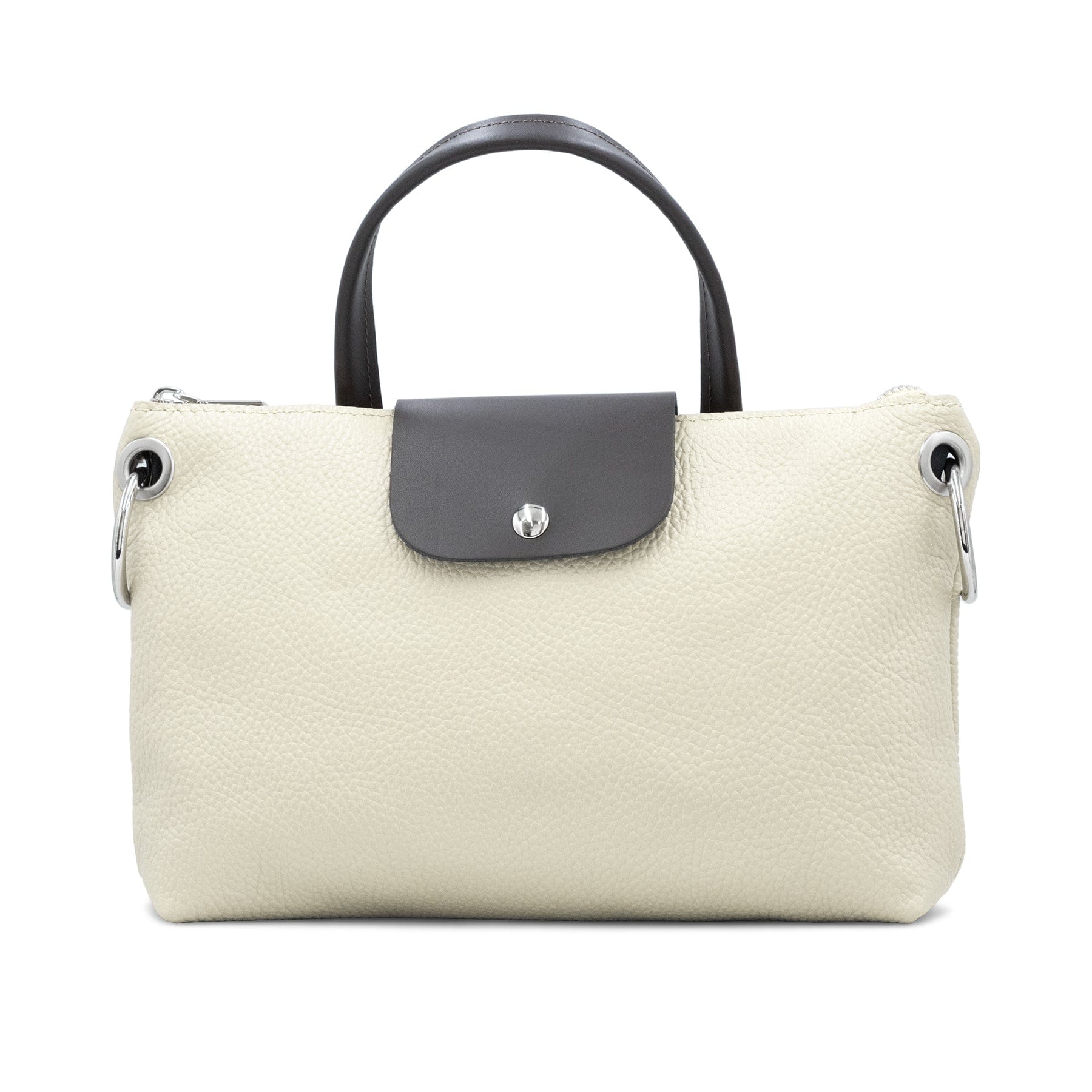 lusciousscarves Cream Leather Small Tote Bag , Crossbody, Italian Leather , French inspired Design