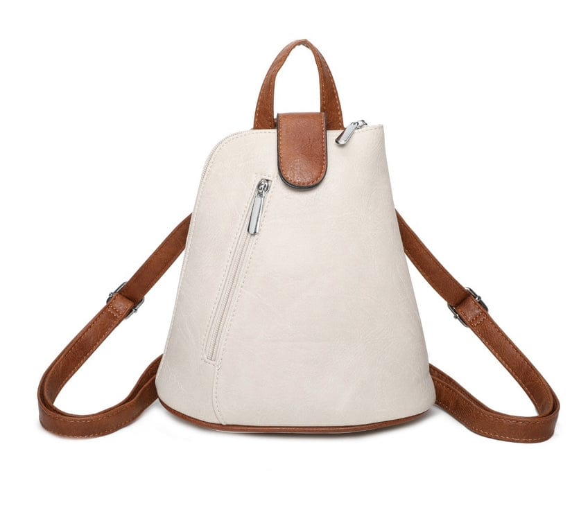 lusciousscarves Cream Small Convertible Rucksack / Backpack / Crossbody Bag / Handbag