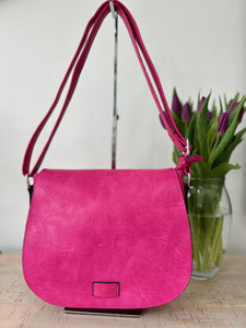 lusciousscarves crossbody Hot Pink Satchel Style Faux Vegan Leather Crossbody Bag. 10 Colours available