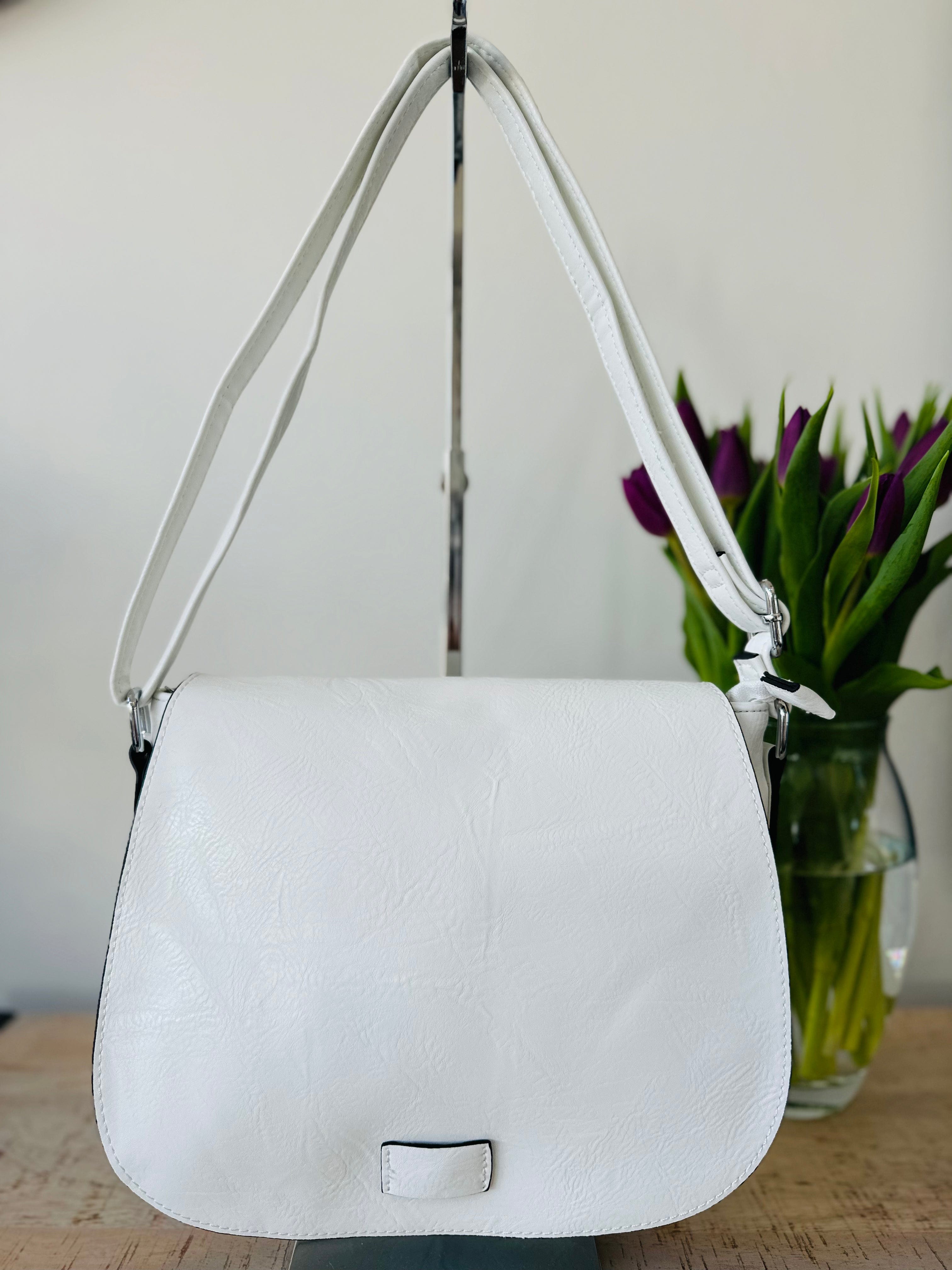 lusciousscarves crossbody White Satchel Style Faux Vegan Leather Crossbody Bag. 10 Colours available