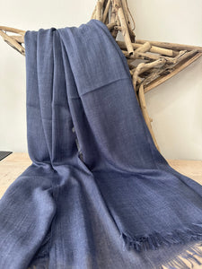 lusciousscarves Dark Denim Blue Plain Light Weight Cotton Blend Summer Scarf , Wrap, Shawl 26 Colours Available