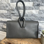 Load image into Gallery viewer, lusciousscarves Dark Grey Italian Leather Clutch Bag
