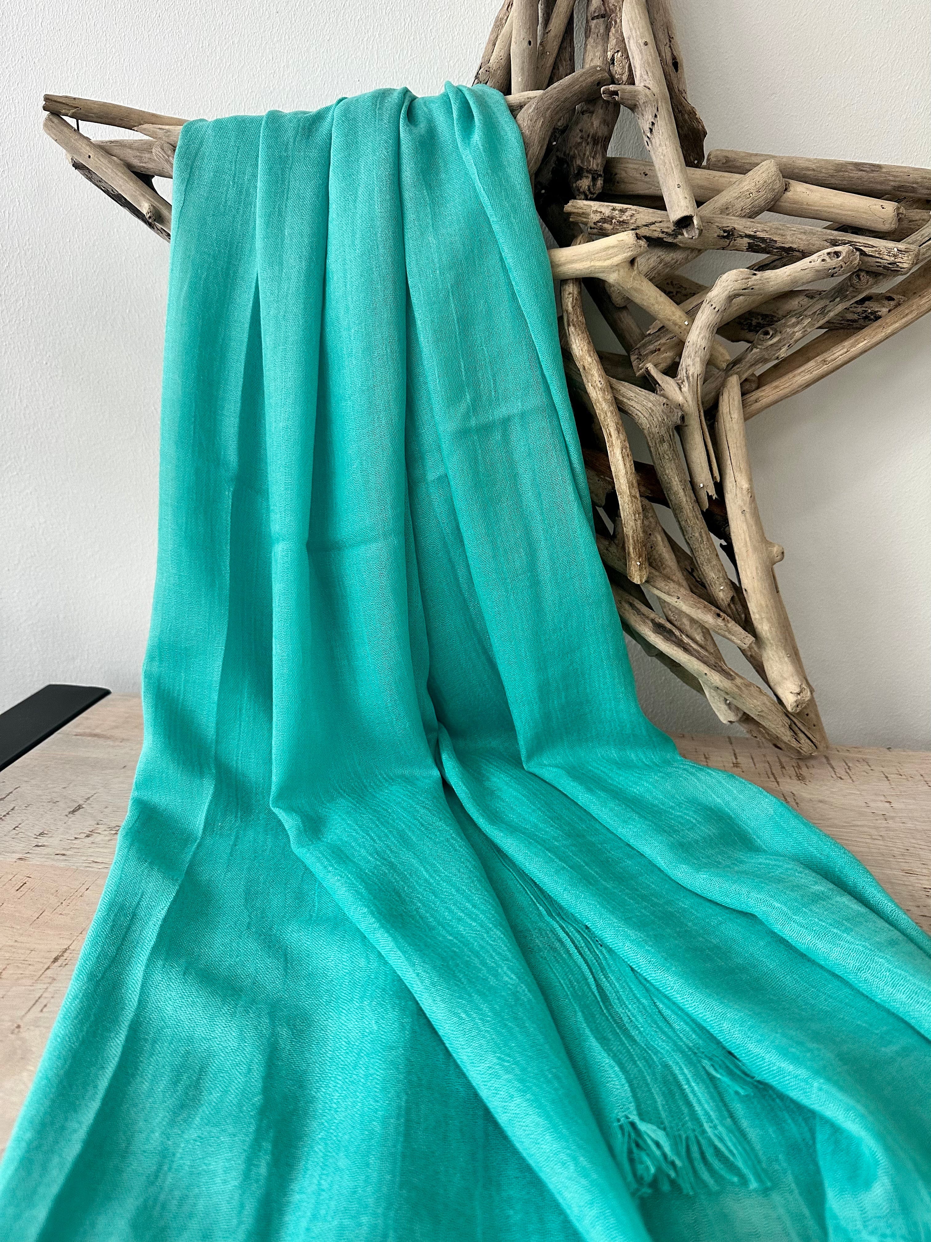 lusciousscarves Dark Mint Plain Light Weight Cotton Blend Summer Scarf , Wrap, Shawl 26 Colours Available