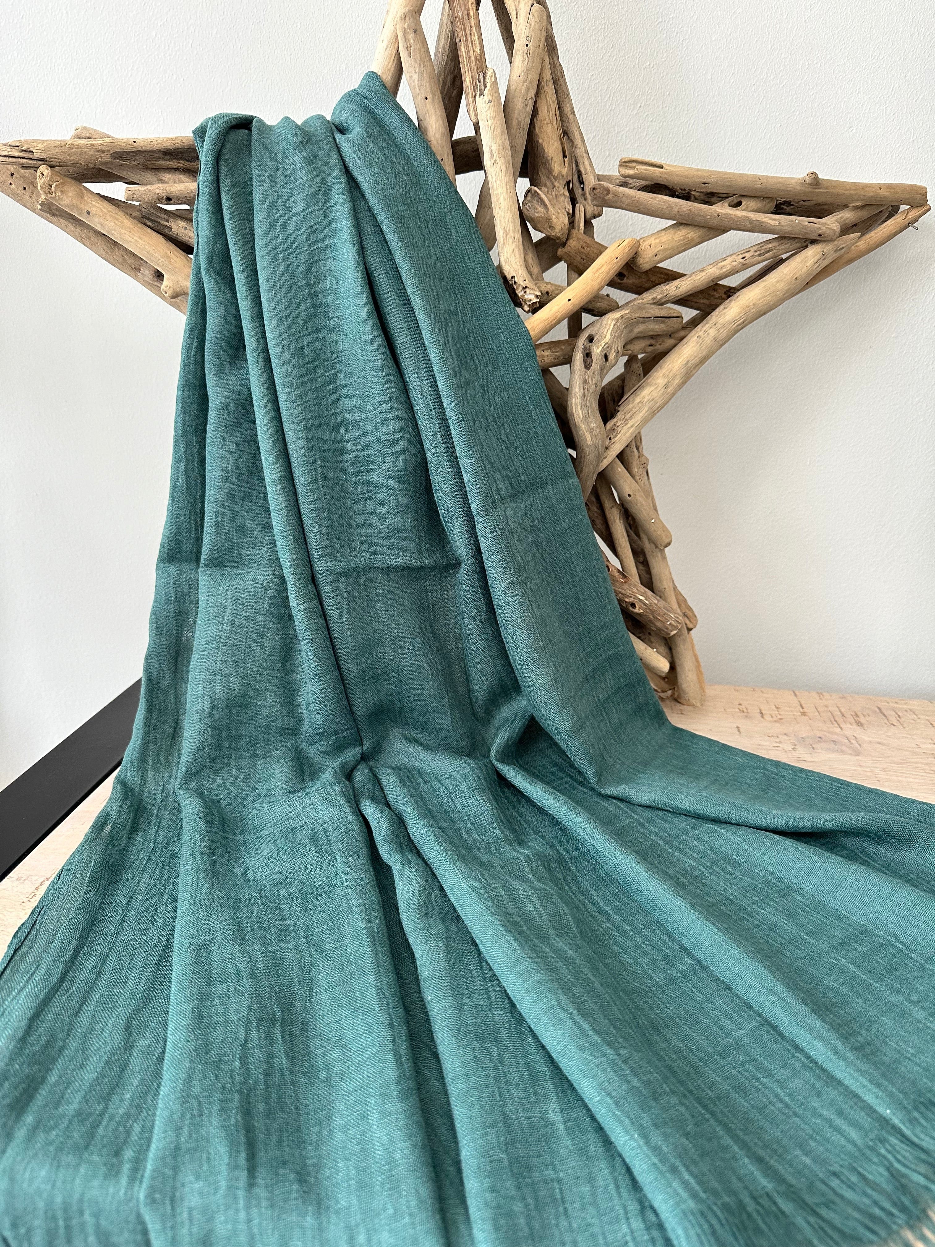lusciousscarves Deep Green Plain Light Weight Cotton Blend Summer Scarf , Wrap, Shawl 26 Colours Available