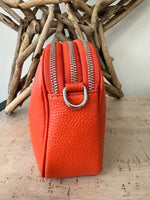 Load image into Gallery viewer, lusciousscarves Deep Orange Triple Zip Italian Leather Crossbody Camera Bag
