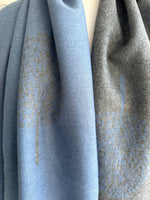 Load image into Gallery viewer, lusciousscarves Denim Blue and Grey Reversible Mulberry Tree Scarf / Wrap , Cashmere blend

