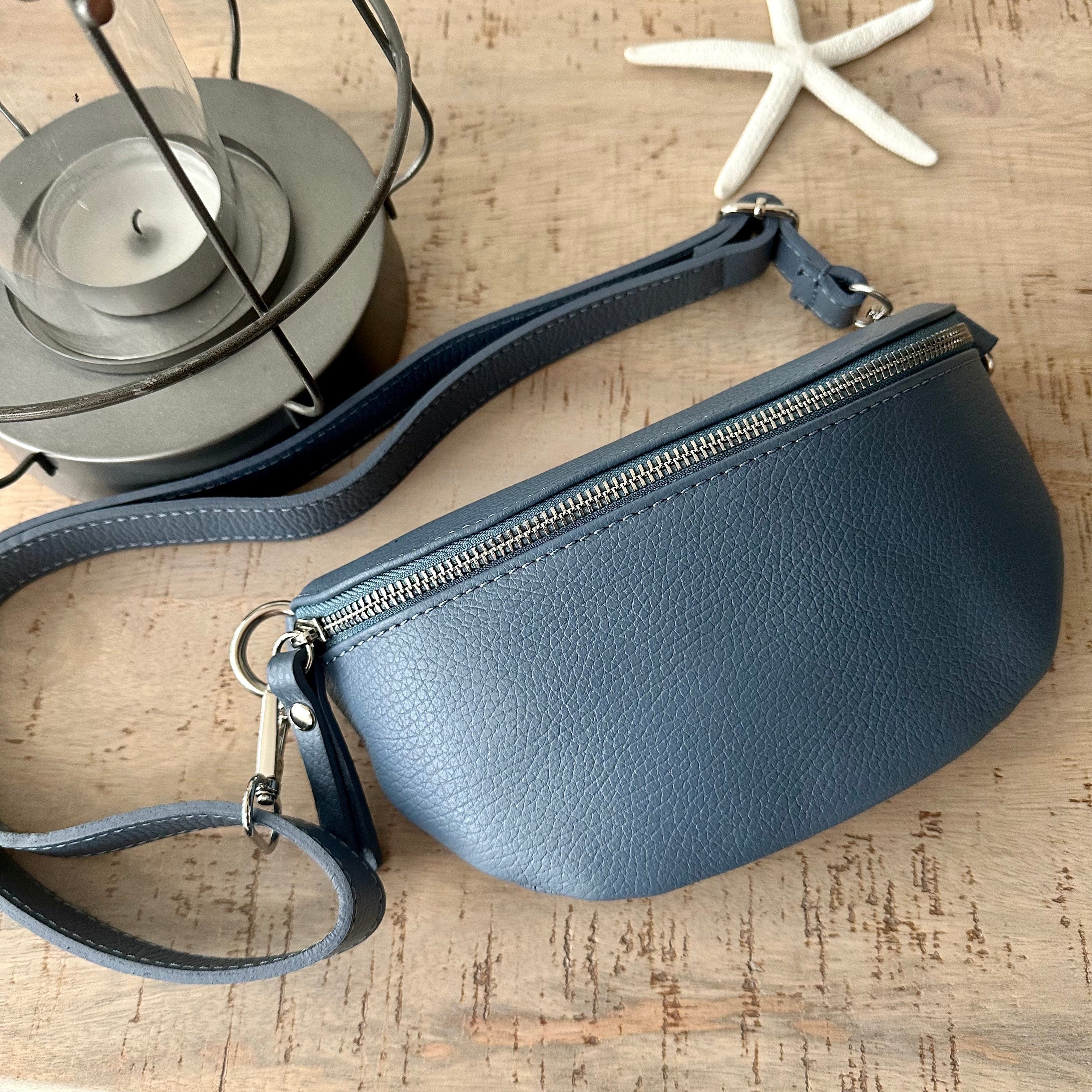 lusciousscarves Denim Blue Leather Bum Bag
