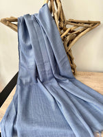 Load image into Gallery viewer, lusciousscarves Denim Blue Plain Light Weight Cotton Blend Summer Scarf , Wrap, Shawl 26 Colours Available
