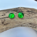 Load image into Gallery viewer, lusciousscarves Dichroic Glass Silver Stud Earrings Eden Project Green.
