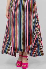 Load image into Gallery viewer, lusciousscarves Dresses Black Bayadere Multi Coloured Stripes Wrap Dress
