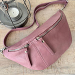 Load image into Gallery viewer, lusciousscarves Dusky Pink Italian Leather Sling Bag / Chest Bag
