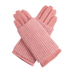 Load image into Gallery viewer, lusciousscarves Dusky Pink Ladies Velour Gloves with Removable Knitted Cuff
