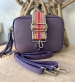 Load image into Gallery viewer, lusciousscarves Dusky Purple Italian Leather bag and Strap Combo.
