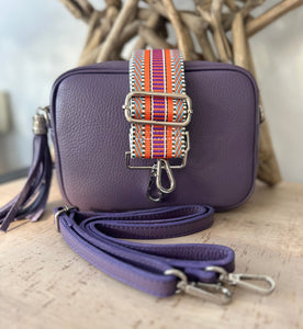 lusciousscarves Dusky Purple Italian Leather bag and Strap Combo.