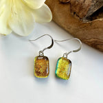 Load image into Gallery viewer, lusciousscarves Earrings Dichroic Glass Drop Earrings, Handmade Amber Morning
