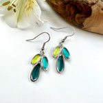 Load image into Gallery viewer, lusciousscarves Earrings Miss Milly Green &amp; Silver Drop Leaf Earrings FE573
