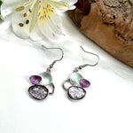 Load image into Gallery viewer, lusciousscarves Earrings Miss Milly Grey , Green &amp; Purple drop earrings FE566
