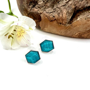 lusciousscarves Earrings Miss Milly Turquoise Hexagon Stud Earrings FE565