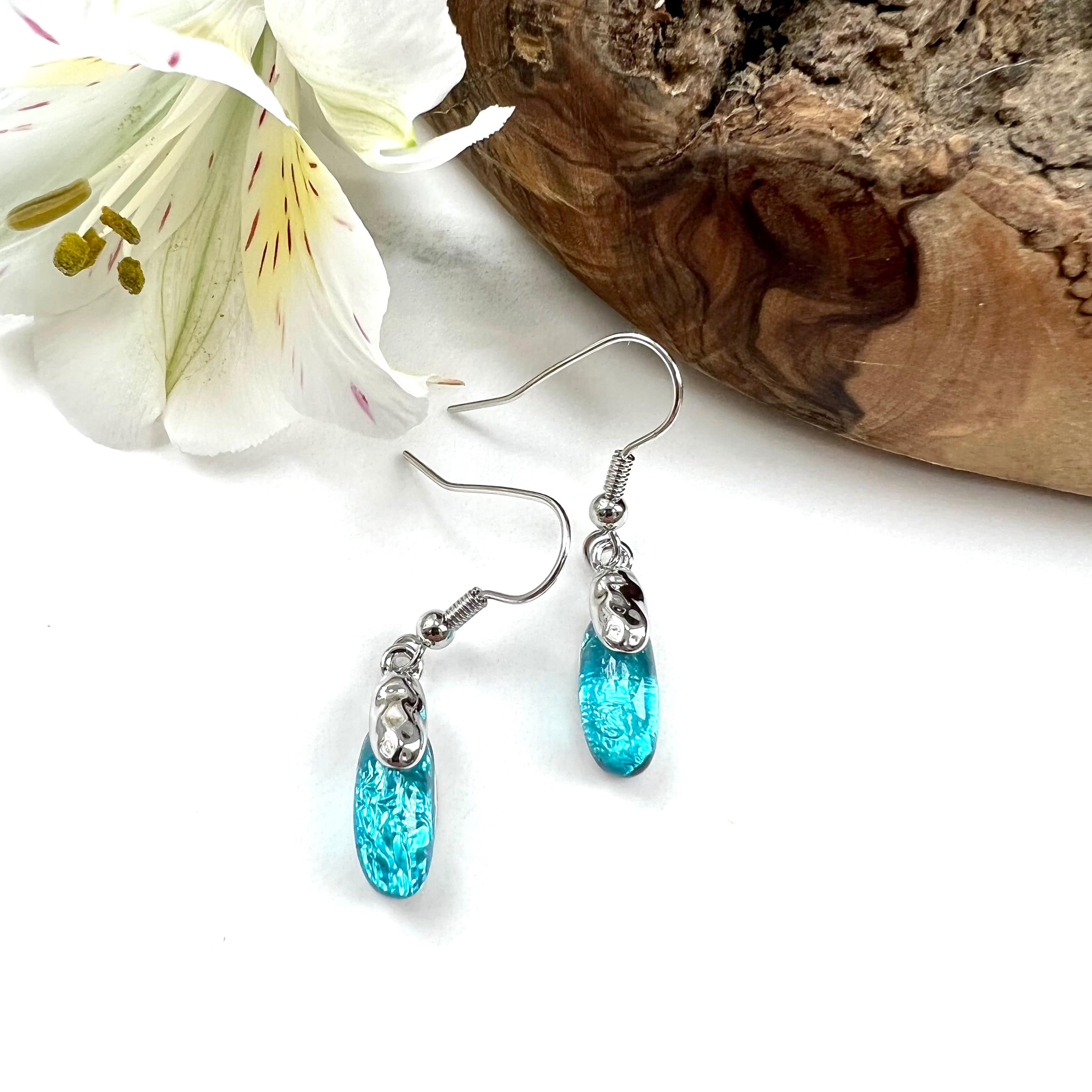 lusciousscarves Earrings Miss Milly Turquoise & Silver Droplet Earrings FE436