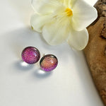 Load image into Gallery viewer, lusciousscarves Earrings Sterling Silver Dichroic Glass Studs , Handmade Tropical Pink Sunrise
