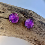Load image into Gallery viewer, lusciousscarves Earrings Sterling Silver Dichroic Glass Studs , Handmade Tropical Pink Sunrise
