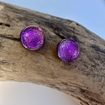 Load image into Gallery viewer, lusciousscarves Earrings Sterling Silver Dichroic Glass Studs , Handmade Tropical Pink Sunrise
