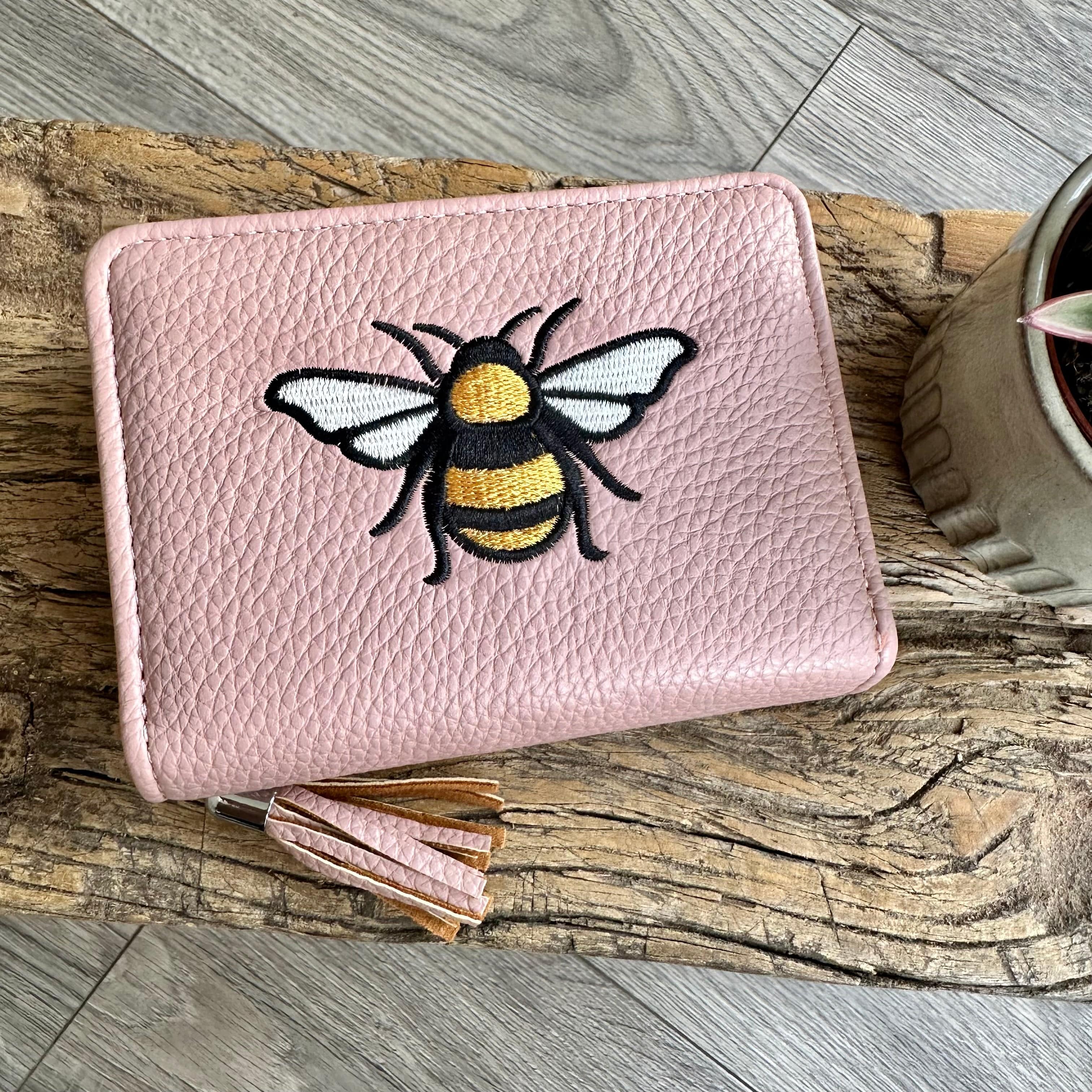 lusciousscarves Embroidered Bee Wallet Zip Purse